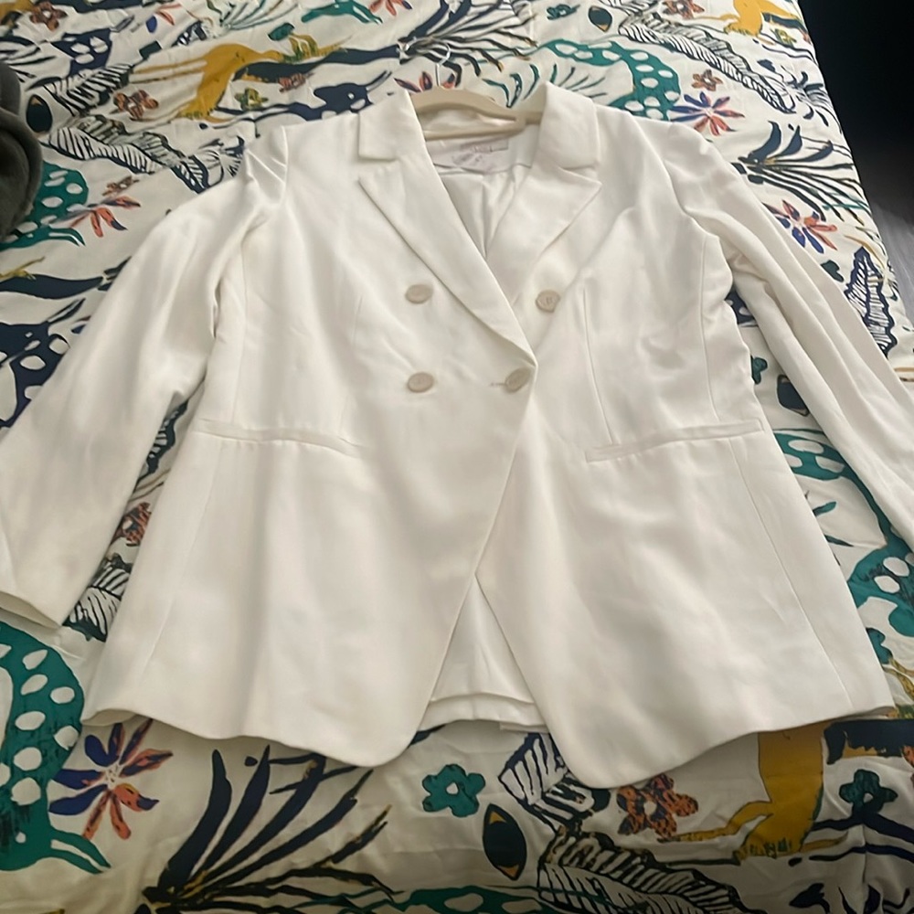 Size 8 NWT Loft Double Breasted White  Blazer